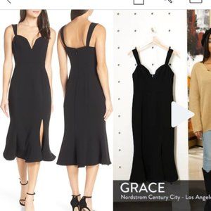 NWT Nordstrom Brand Harlyn Black Midi Trumpet Dress Size Medium